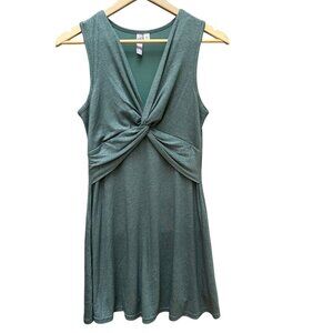Alya Tank Dress Knotted Front Accent Green Sleeveless A-Line Cottage Summer SM‎